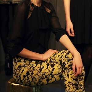 Erin fetherston pants, black yellow floral NWOT
